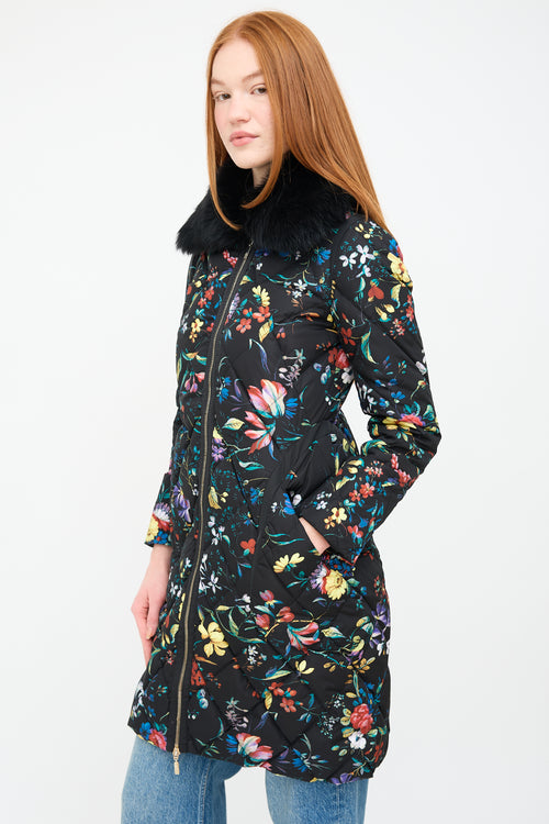 Moncler X Erdem Black 
Multi Floral Coat