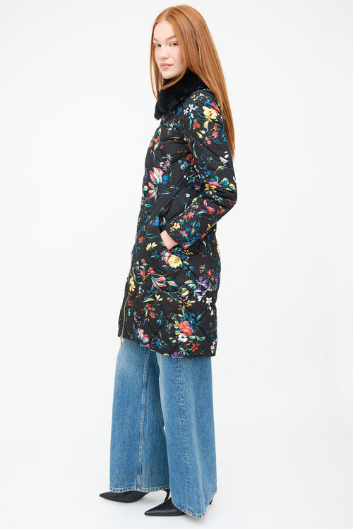 Moncler X Erdem Black 
Multi Floral Coat