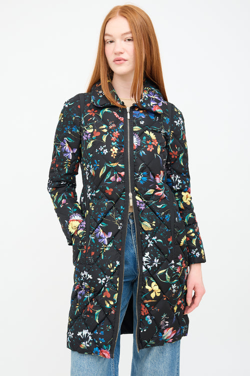 Moncler X Erdem Black 
Multi Floral Coat