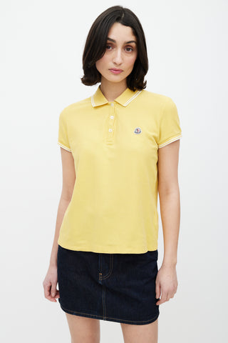 Moncler Yellow 
White Striped Logo Polo