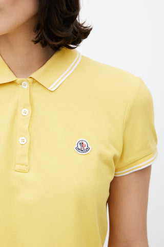 Moncler Yellow 
White Striped Logo Polo