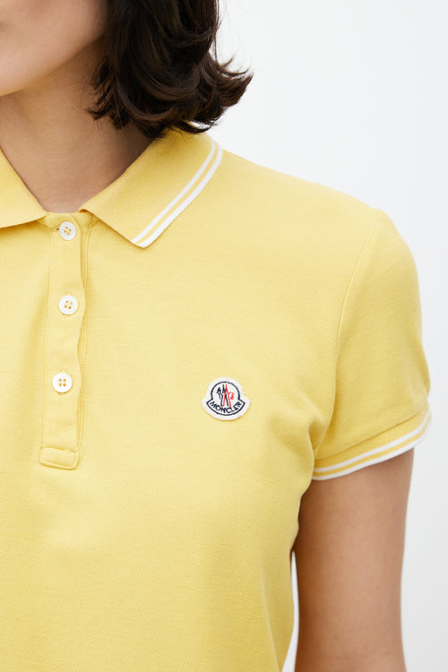 Moncler Yellow 
White Striped Logo Polo