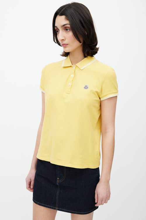 Moncler Yellow 
White Striped Logo Polo