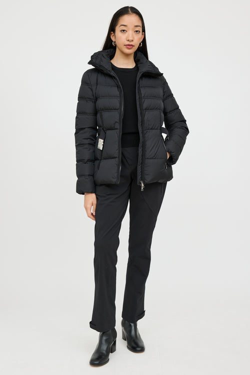 Moncler Black Alouette Down Belted Jacket