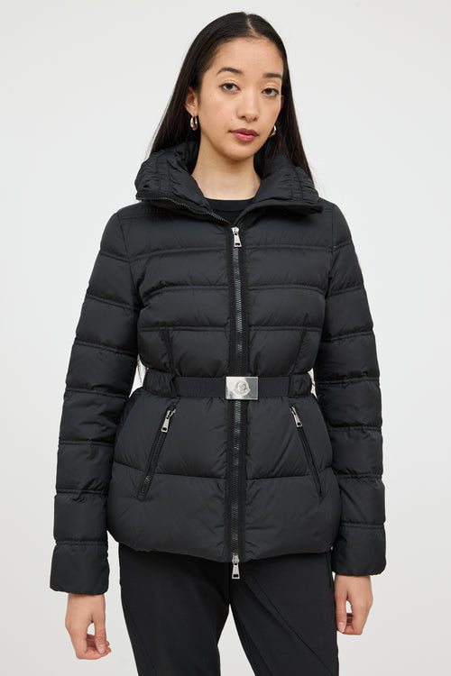 Moncler Black Alouette Down Belted Jacket