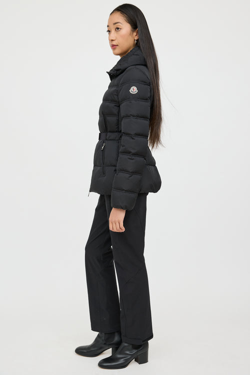 Moncler Black Alouette Down Belted Jacket