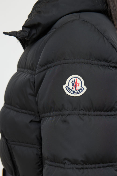 Moncler Black Alouette Down Belted Jacket