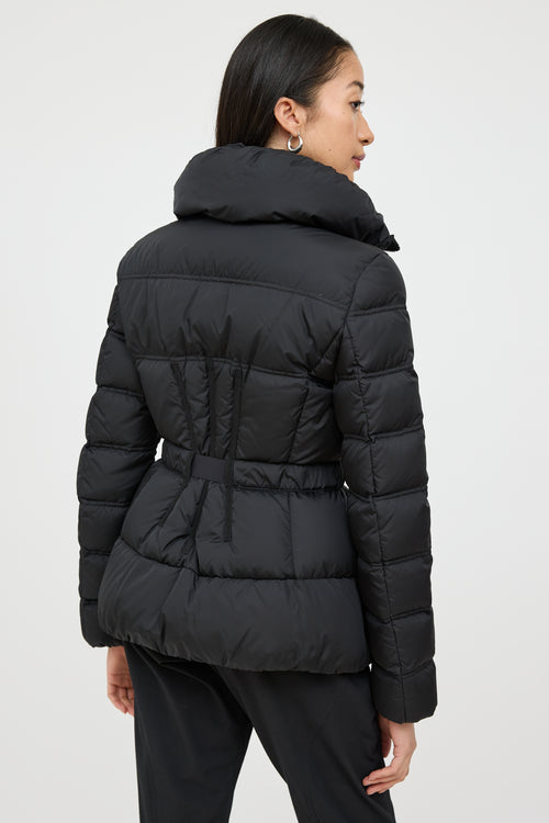 Moncler Black Alouette Down Belted Jacket