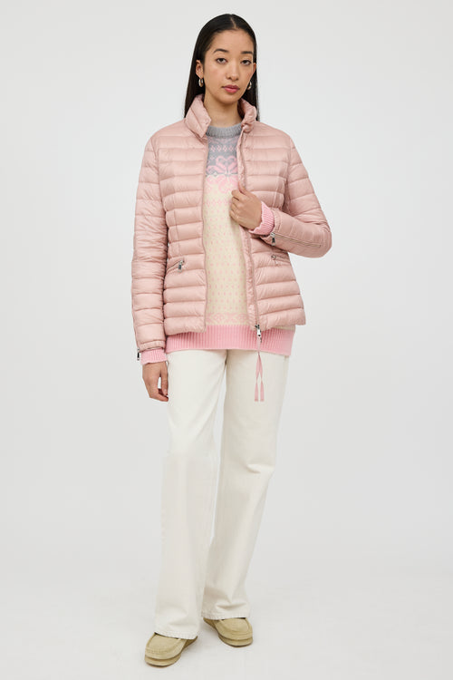 Moncler Pink Safre Down Jacket