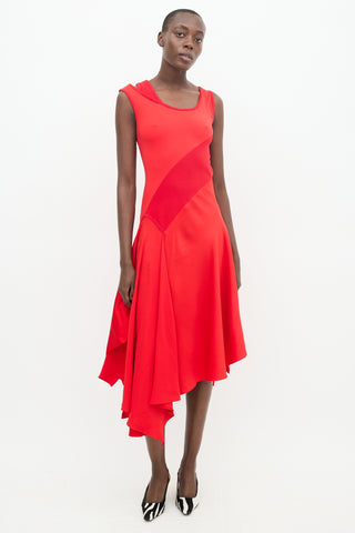 Monse Red Panelled Asymmetrical Dress