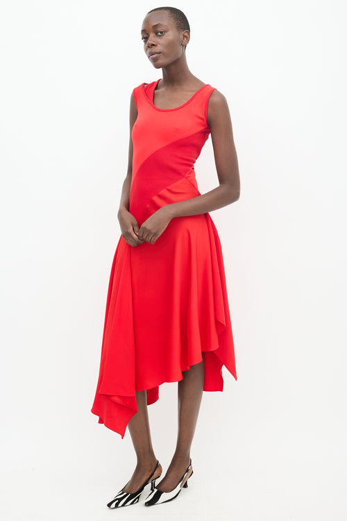 Monse Red Panelled Asymmetrical Dress