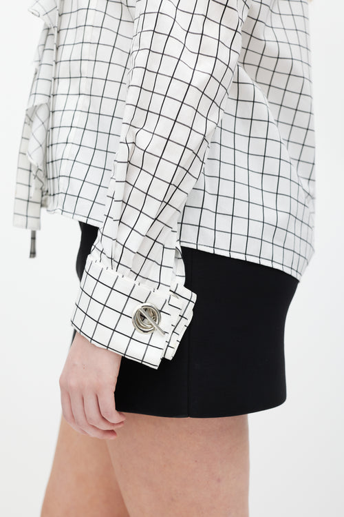 Monse White 
Black Ruffled Windowpane Top