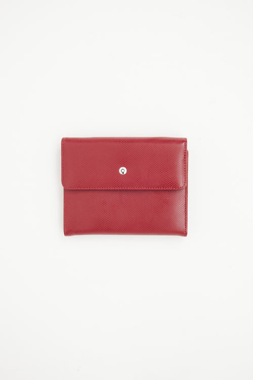 Mont Blanc Red Leather Tri-Fold Snap Wallet