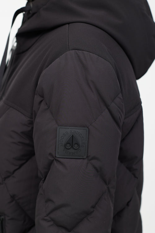 Moose Knuckles Black Nylon Quilted Parka