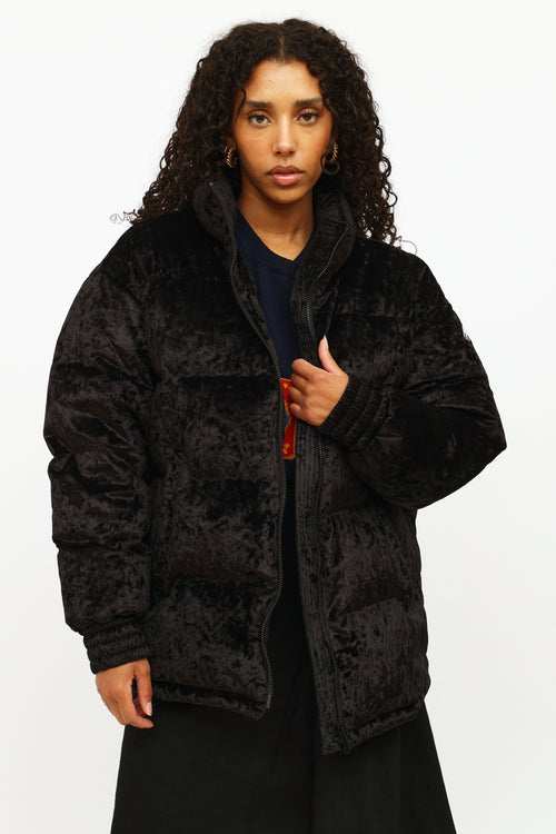 Moose Knuckles Black Velvet Puffer Jacket