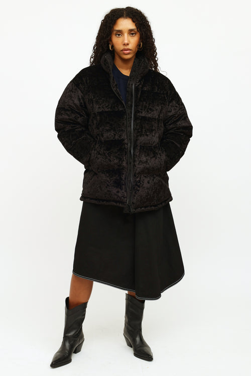 Moose Knuckles Black Velvet Puffer Jacket