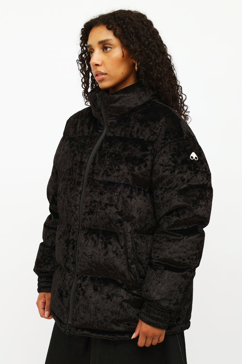 Moose Knuckles Black Velvet Puffer Jacket