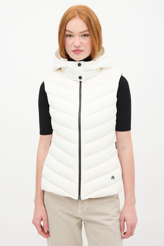 Moose Knuckles White Roswell Hybrid Down Puffer Vest