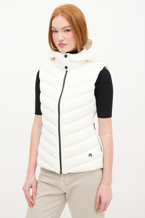 Moose Knuckles White Roswell Hybrid Down Puffer Vest