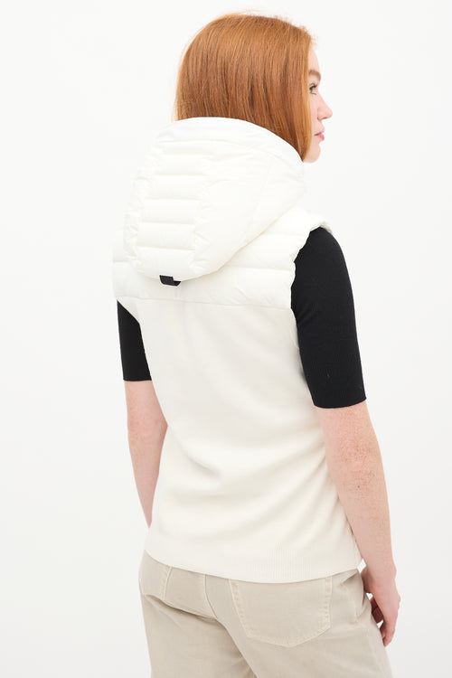 Moose Knuckles White Roswell Hybrid Down Puffer Vest