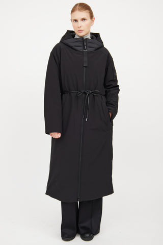 Moose Knuckles Black Long Snap Button Coat