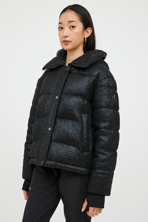 Moose Knuckles Black Gilley Textured Down Jacket