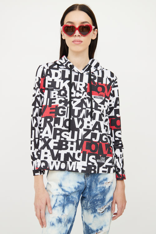 Moschino Black White 
Red Graphic Hoodie