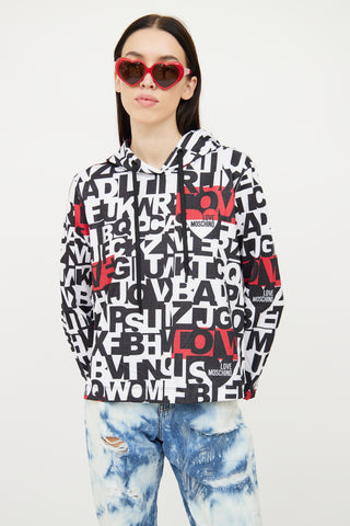 Moschino Black White 
Red Graphic Hoodie