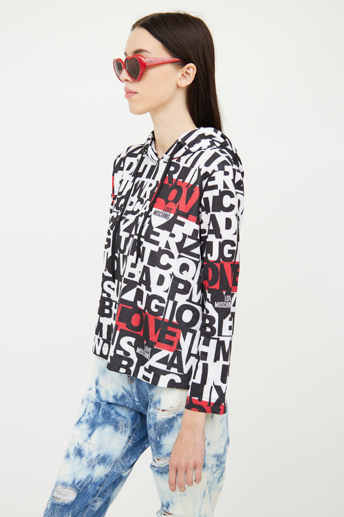 Moschino Black White 
Red Graphic Hoodie