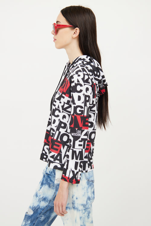 Moschino Black White 
Red Graphic Hoodie