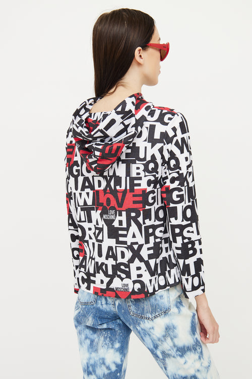 Moschino Black White 
Red Graphic Hoodie