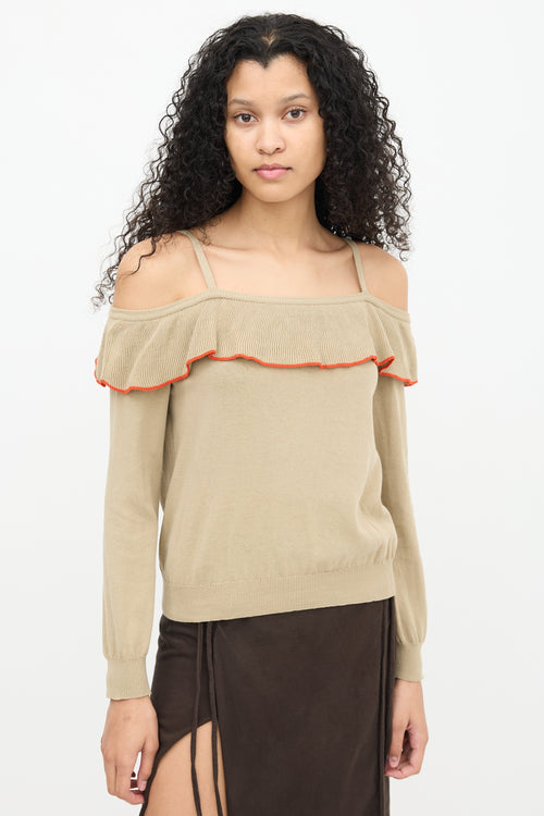 Moschino Beige Knit Cold Shoulder Top