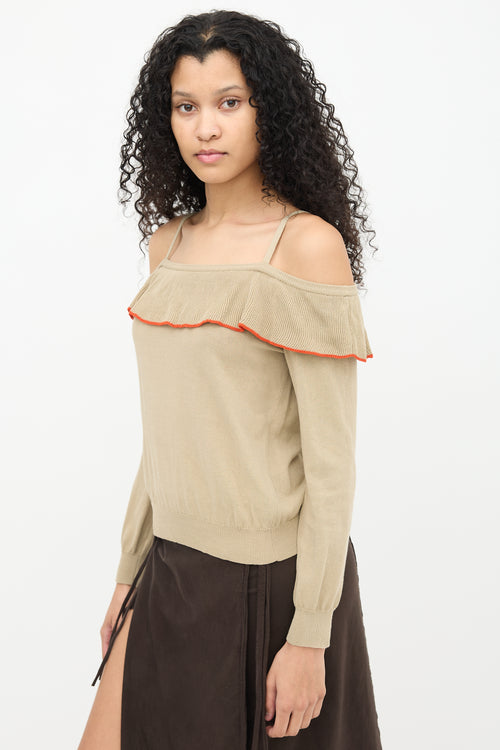 Moschino Beige Knit Cold Shoulder Top