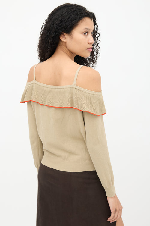 Moschino Beige Knit Cold Shoulder Top