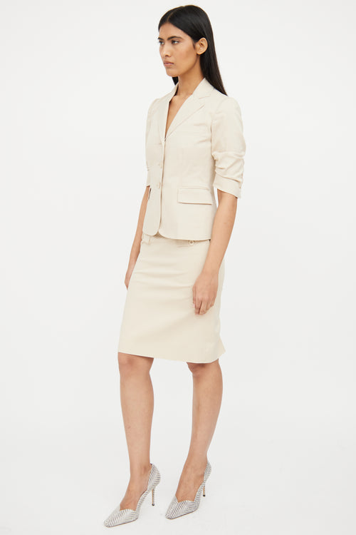 Moschino Beige Blazer 
Pencil Skirt Set