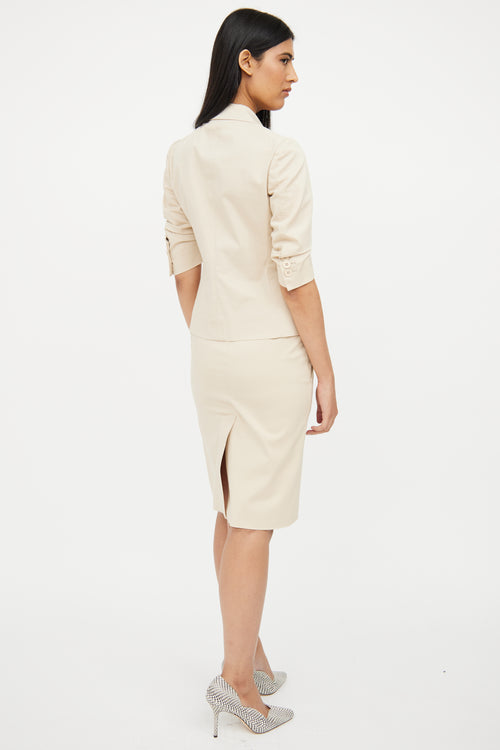 Moschino Beige Blazer 
Pencil Skirt Set