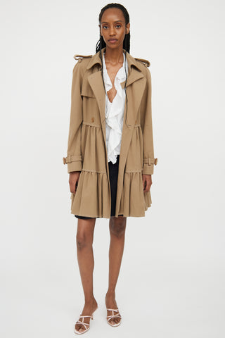 Moschino Brown Peplum Wool Trench Coat