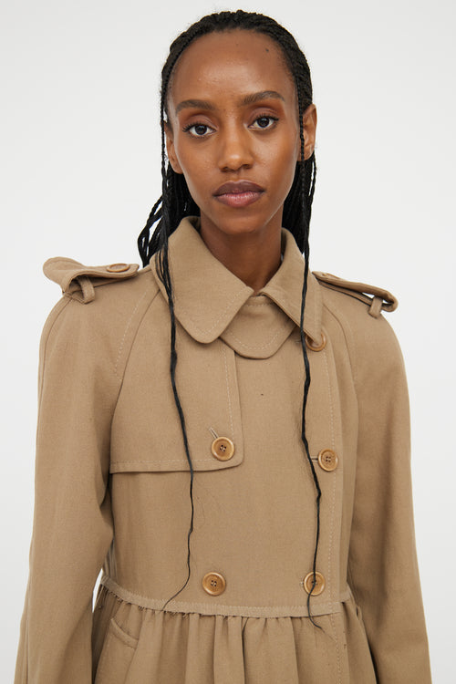 Moschino Brown Peplum Wool Trench Coat