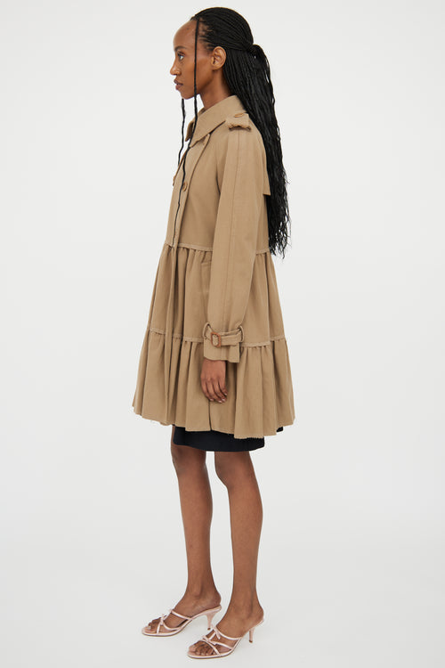 Moschino Brown Peplum Wool Trench Coat