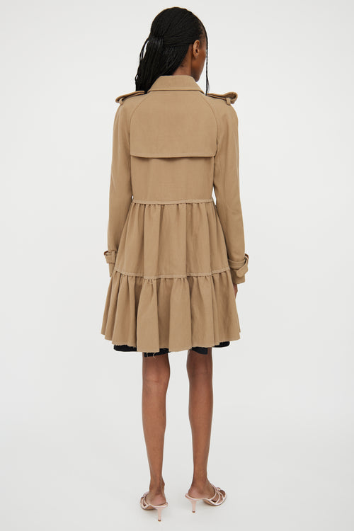 Moschino Brown Peplum Wool Trench Coat