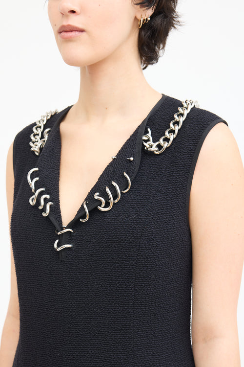 Moschino Black Boucle Chunky Chain Dress