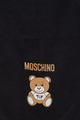 Moschino Love Black 
Brown Bear Logo Scarf