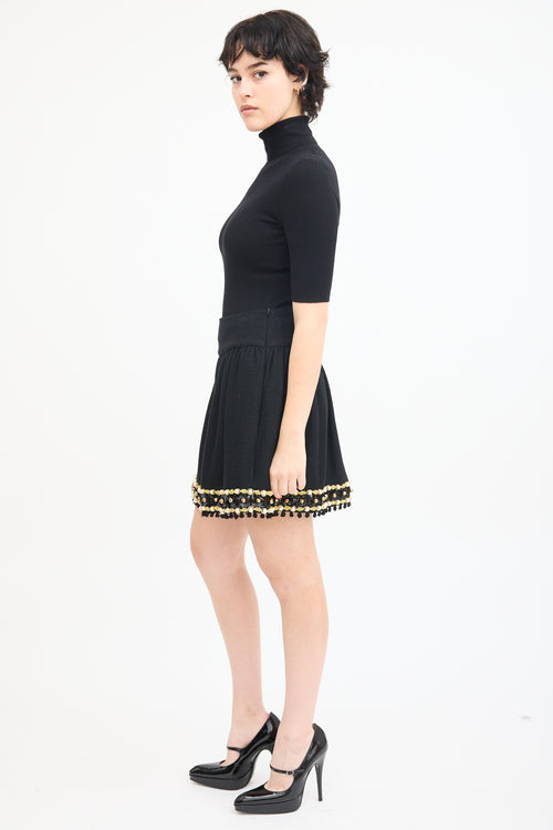 Moschino Black Cashmere Blend Embellished Skirt