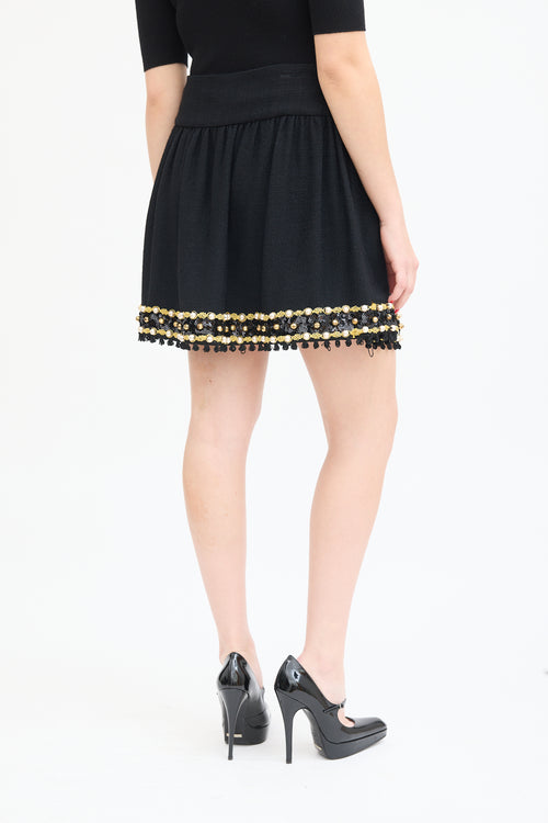 Moschino Black Cashmere Blend Embellished Skirt