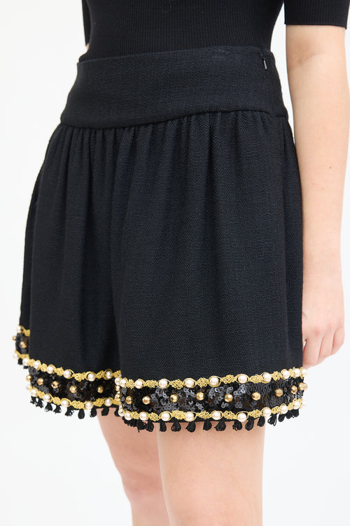 Moschino Black Cashmere Blend Embellished Skirt