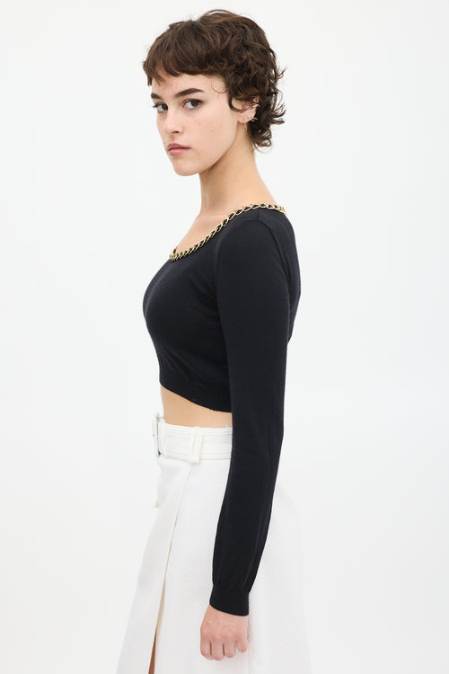 Moschino Black 
Gold Wool Knit Chain Link Top