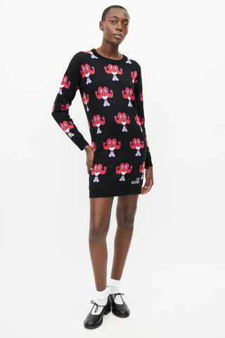 Moschino Black 
Red Muscle Heart Sweater Dress