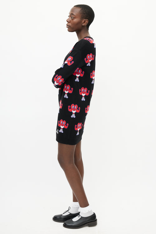 Moschino Black 
Red Muscle Heart Sweater Dress