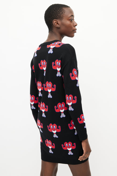 Moschino Black 
Red Muscle Heart Sweater Dress