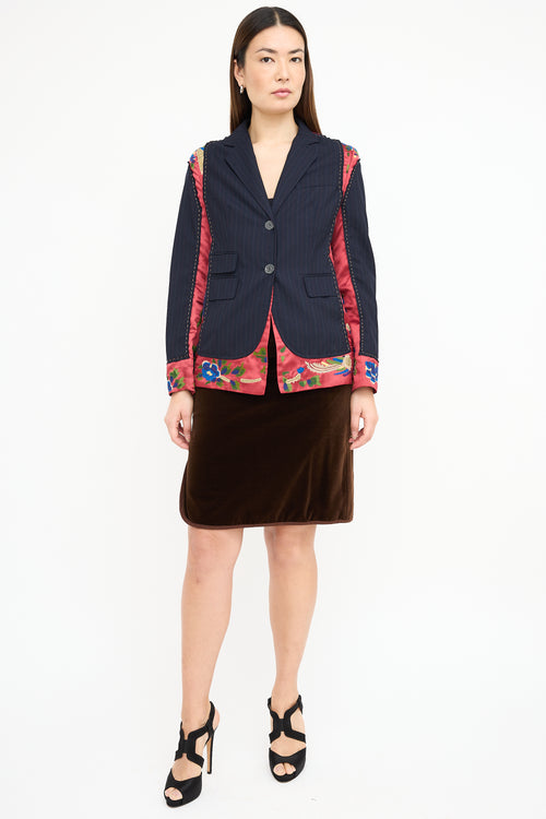 Moschino Black 
Multi Embroidered Pinstripe Blazer